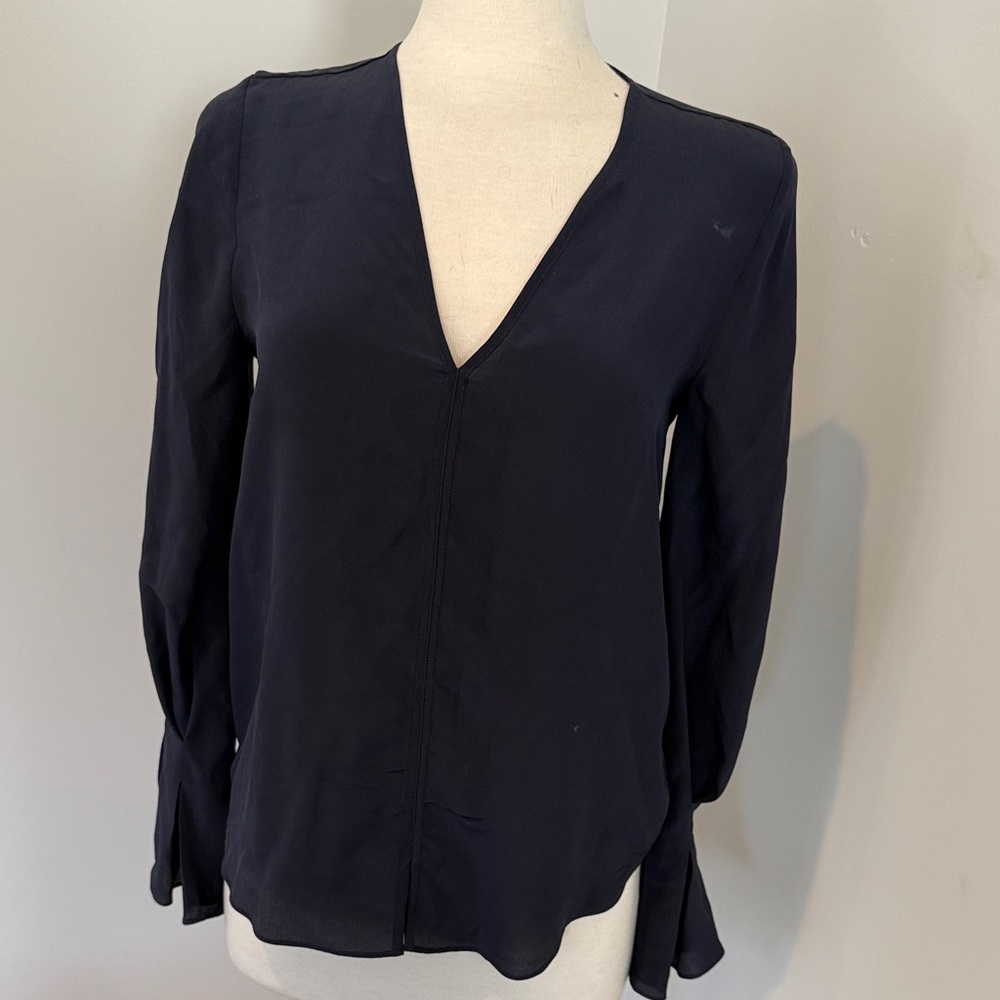 Joie Midnight Blue Deep V-Neck Blouse